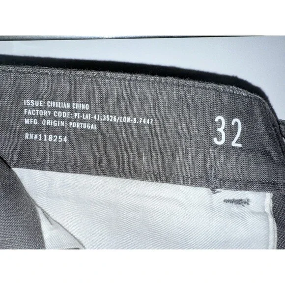 Apolis Global Citizen‎ Men's Cotton Linen Civilian Chino Pants Gray 32x30 - Picture 4 of 10